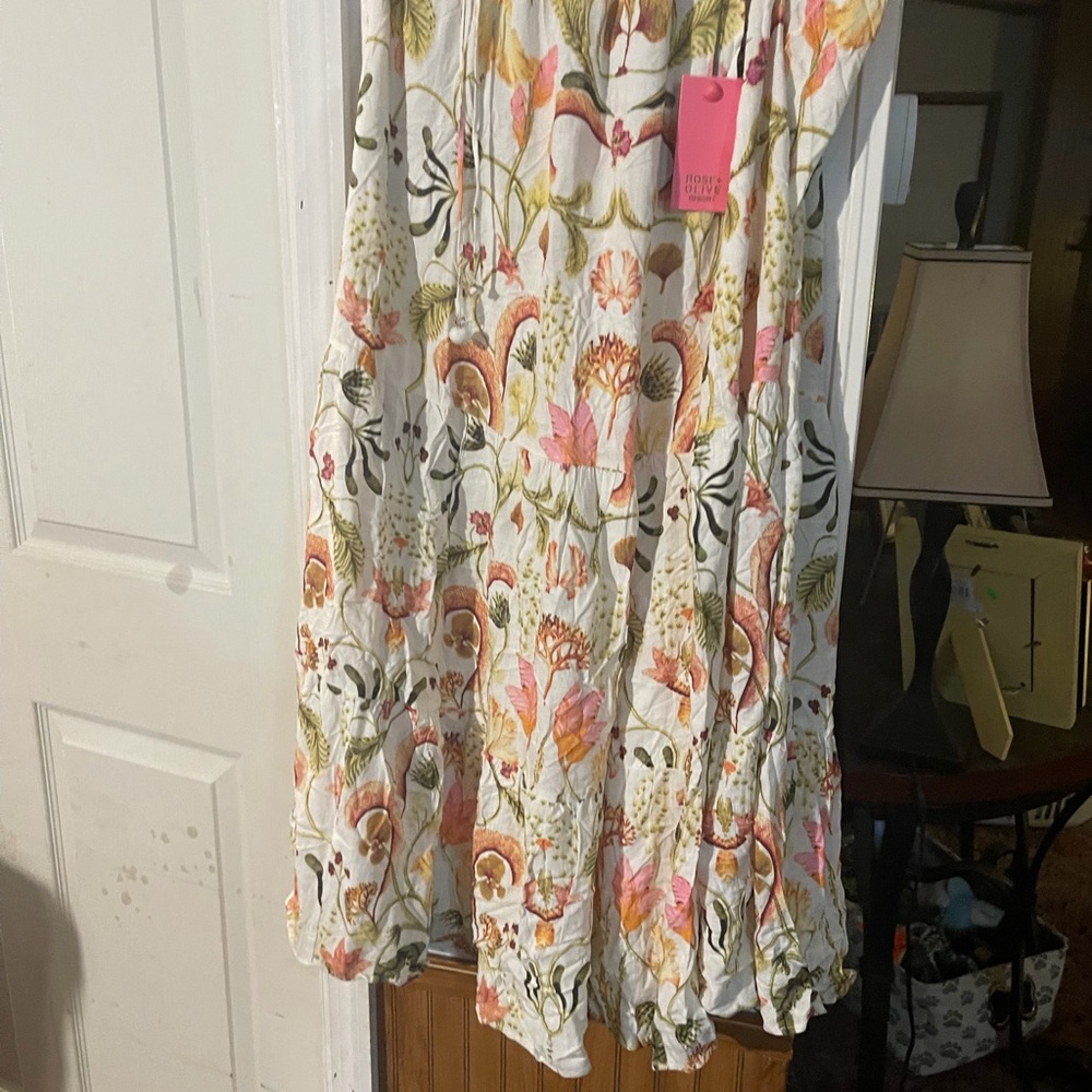Rose & Olive Floral Dress with Pink and Green Hues